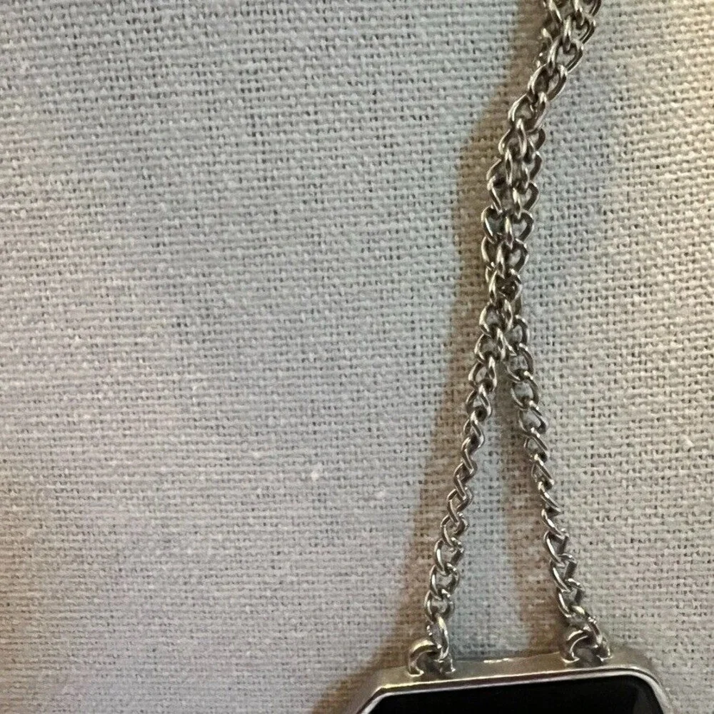 Chunky Black Geometric Statement Necklace Double Chain‎ Faceted Stones Edgy Glam